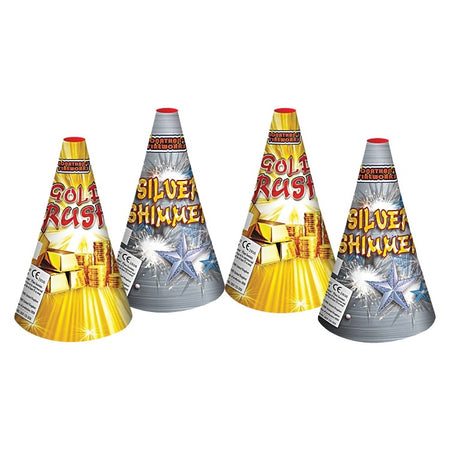 6" Gold & Silver Cone Fountain Pack
